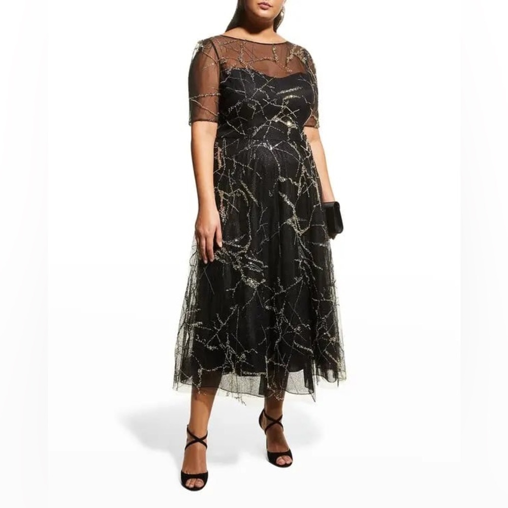 • New Listing • Rickie Freeman for Teri Jon Dress in Black and Gold - Picture 3 of 7